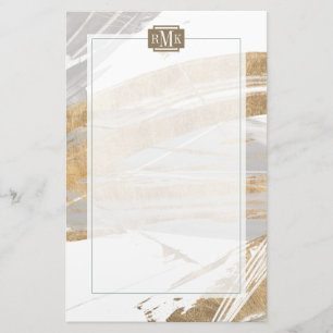 Monogram   Goud en grijs Briefpapier