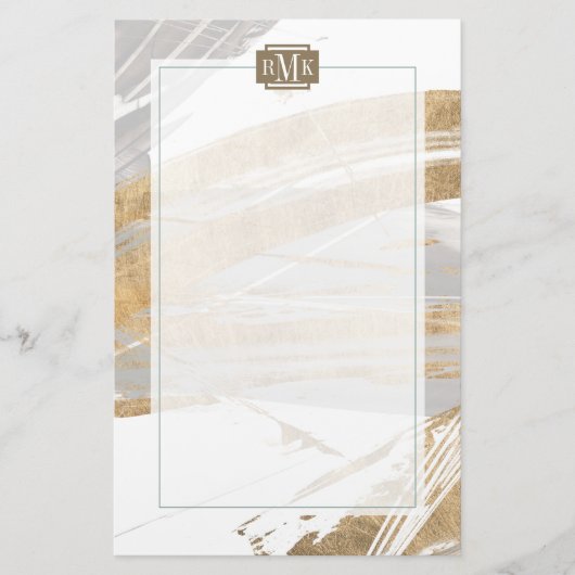 Monogram | Goud en grijs Briefpapier (Voorkant)