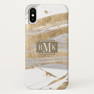 Monogram   Goud en grijs iPhone X Hoesje