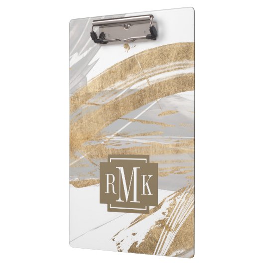 Monogram | Goud en grijs Klembord (Links)