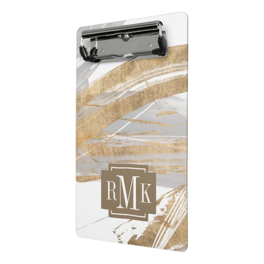 Monogram | Goud en grijs Mini Klembord (Angled2)
