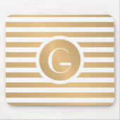 Monogram goud en witte strepen muismat (Voorkant)