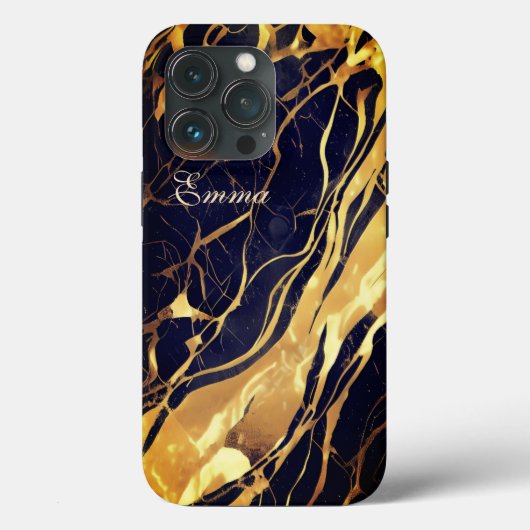 Monogram goud en zwart hoesje iphone 13 pro max (Achterkant)