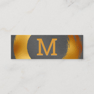 Monogram Goud Folie Cirkelvormig Geborsteld Mini Visitekaartje