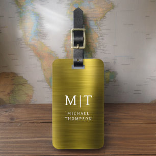 Monogram Goud Geborsteld Metallic Elegant Bagagelabel