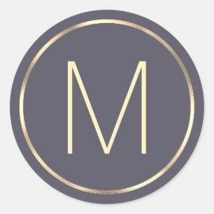 Monogram Goud Grijs Ronde Sticker
