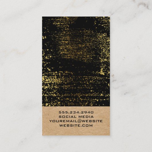 Monogram Goud Grunge Geometrisch Natuurlijk Visitekaartje (Achterkant)