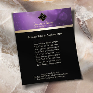 Monogram Goud initiaal Logo Modern Zwart & Paars Flyer