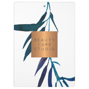Monogram goud koper metallic oceaan blauw blad klembord