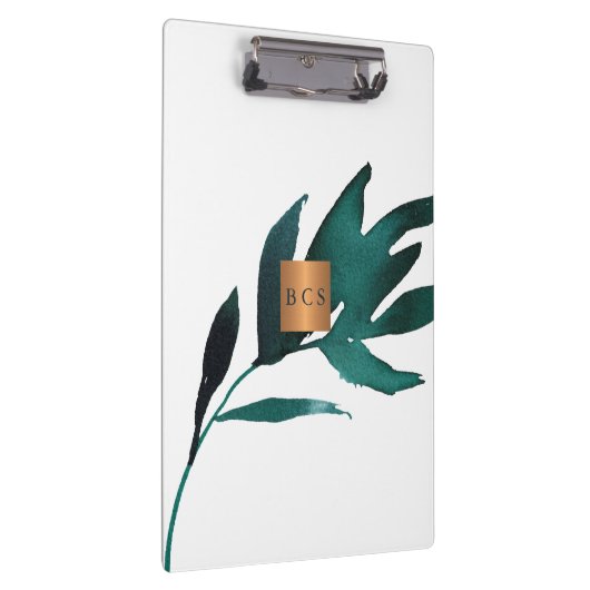 Monogram goud koper metallisch blauw blad klembord (Rechts)