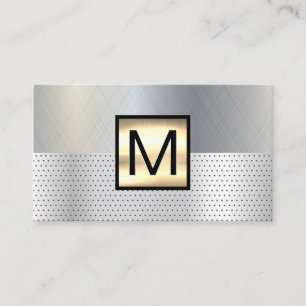 Monogram Goud Metaal Geperforeerde Achtergrond Visitekaartje