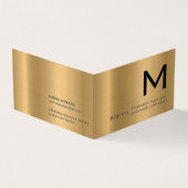 Monogram | Goud Metallic Achtergrond Visitekaartjes (Buitenkant)