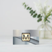 Monogram goud metallic | Geperforeerde achtergrond Visitekaartje (Staand voorkant)