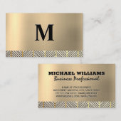 Monogram goud metallisch patroon visitekaartje (Voorkant / Achterkant)