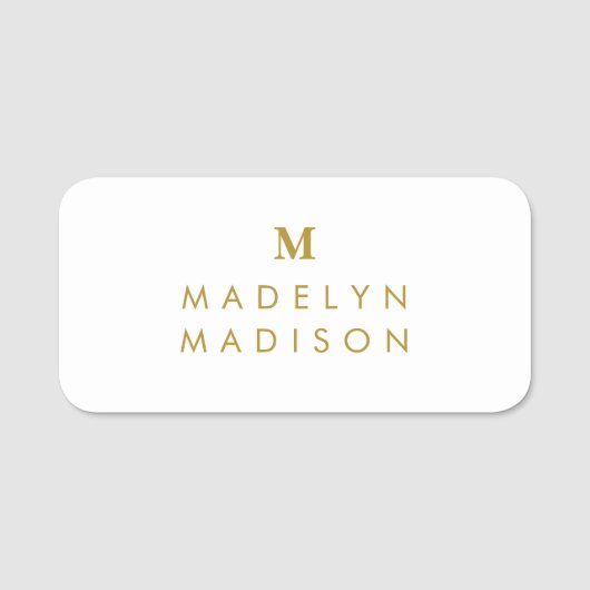 Monogram Goud Minimalistisch Elegant Modern Naamplaatje (Voorkant)