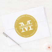 Monogram Goud Ronde Retouradres Sticker (Envelop)