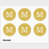 Monogram Goud Ronde Retouradres Sticker (Vel)