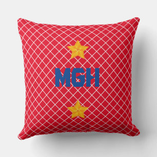 Monogram goud/rood Sierkussen personaliseren