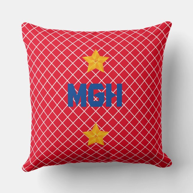 Monogram goud/rood Sierkussen personaliseren (Achterkant)
