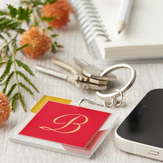 Monogram goud script B Sleutelhanger (Voorkant Rechts)