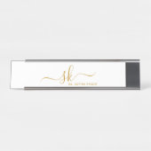 Monogram Goud Script Calligrafie Modern Custom Bureau Naambordje (Voorkant)