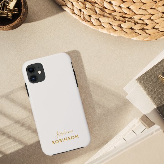 Monogram Goud Script Neutraal Modern Minimalist Case-Mate iPhone Case