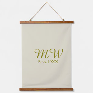 Monogram goud sinds 19XX jaar havermout huwelijks  Hangend Wandkleed