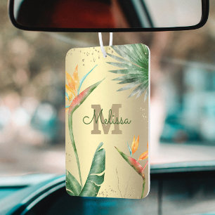 Monogram Goud Tropisch Palm Loof Bloem Schrift Luchtverfrisser