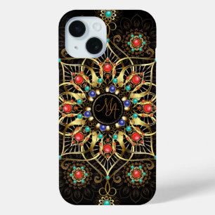Monogram Goud Turquiose Rood Mandala Juweel