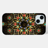 Monogram Goud Turquiose Rood Mandala Juweel Case-Mate iPhone Case (Achterkant (horizontaal))