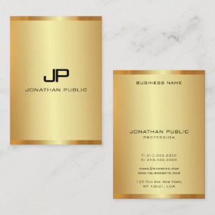 Monogram Goud Verticale Sjabloon Luxe Zijde Afwerk Visitekaartje