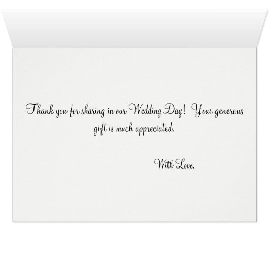 Monogram Goud Wit Bruiloft Dank u (Binenzijde Horizontaal (Onderkant))