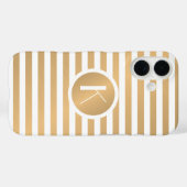Monogram Goud & Witte Strepen Case-Mate iPhone Case (Achterkant (horizontaal))