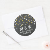 Monogram Goud Zilver Confetti Bruiloft Favor Label (Envelop)
