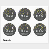 Monogram Goud Zilver Confetti Bruiloft Favor Label (Vel)
