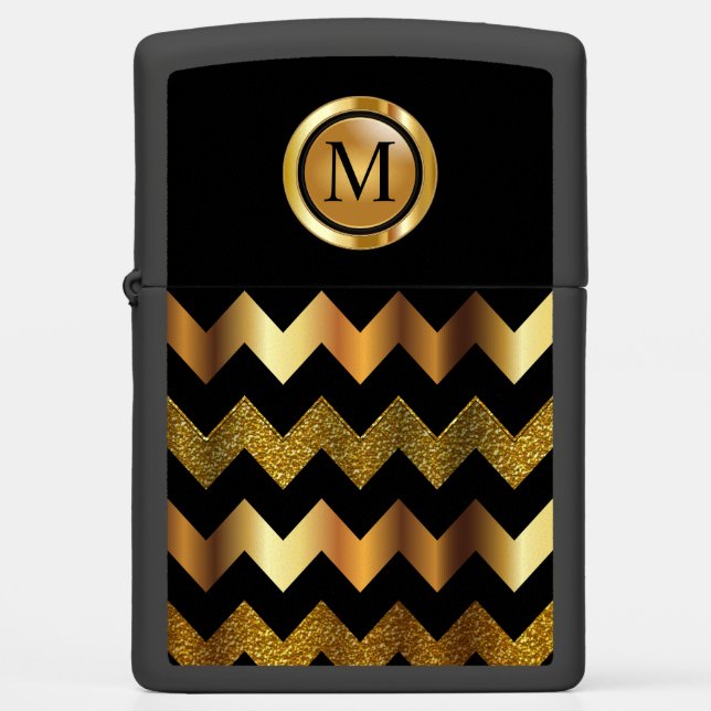 Monogram - Goud & Zwart Chevron (Voorkant)