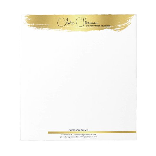 Monogram Goud Zwart Chic Modern Script Minimalisti Notitieblok (Voorkant)