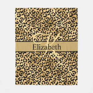 Monogram Goud Zwart Luipaardprint Fleece Deken