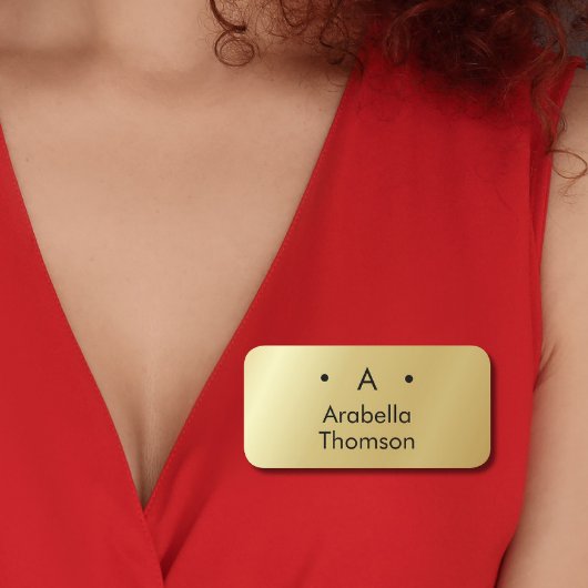 Monogram Goud Zwart Minimalistisch Elegant Modern Naamplaatje