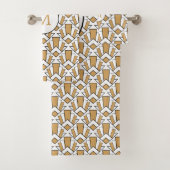 Monogram goud, zwart, witte decoventilator bad handdoek (Insitu)