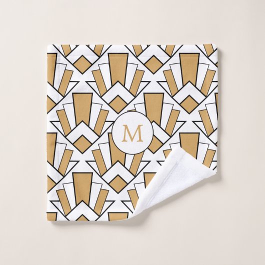 Monogram goud, zwart, witte decoventilator bad handdoek (Wasdoekje)