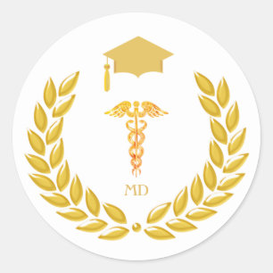 Monogram & Gouden Afstudeer sticker voor Medische