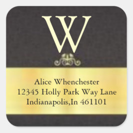 Monogram Gouden afwerking en zwarte envelop afdich Vierkante Sticker