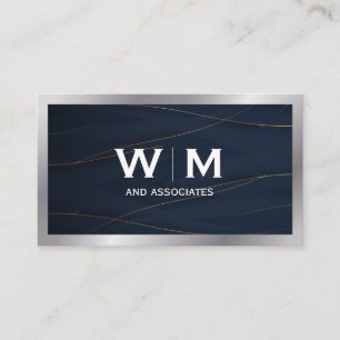 Monogram Gouden Blauwe Achtergrond Visitekaartje