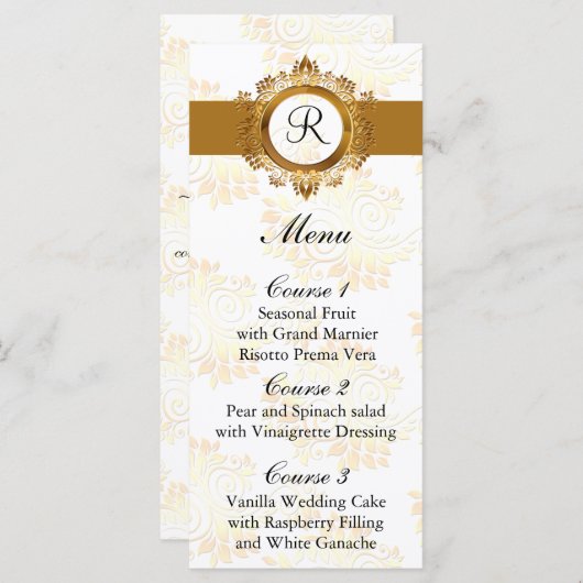 Monogram gouden bruiloft menu (Voorkant / Achterkant)