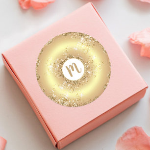 Monogram gouden donut sparkle glitter vet glam ronde sticker
