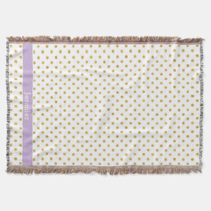 monogram gouden en witte poka - dots patronen deken