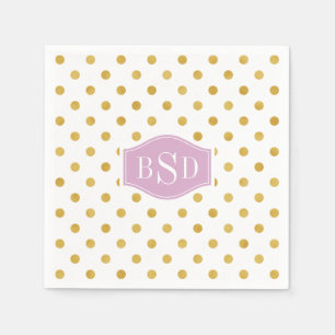 monogram  gouden en witte poka - dots patronen servet