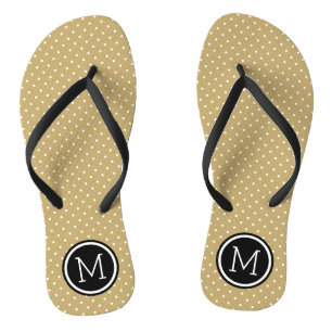 Monogram gouden en zwarte kleine Stippen Teenslippers