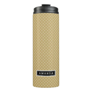 Monogram gouden en zwarte kleine Stippen Thermosbeker